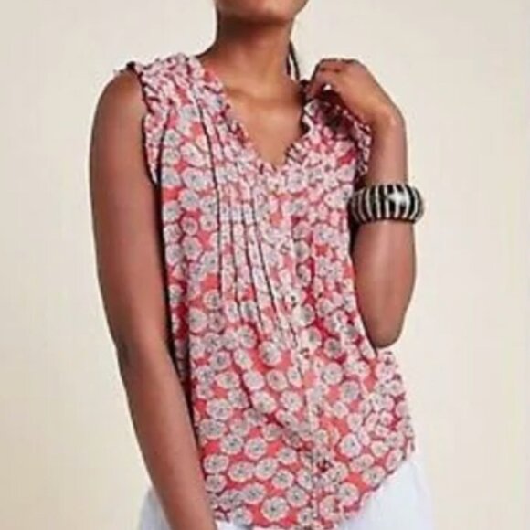 Maeve Tops - Maeve Anthropologie Rayne Floral Print Button Front Viscose Sleeveless Top